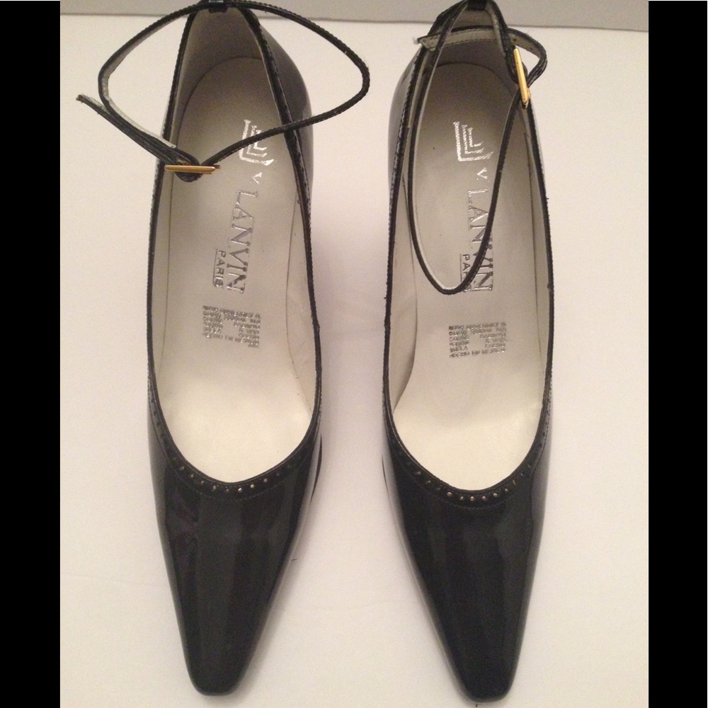 New LANVIN Paris Black Patent Leather Heels